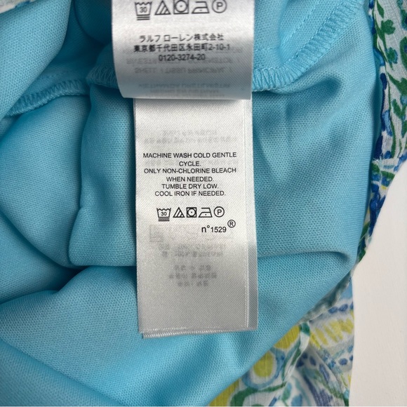 Lauren Ralph Lauren Dress Size 10 Blue Paisley Georgette Shift Ruffle Nautical - Picture 9 of 10